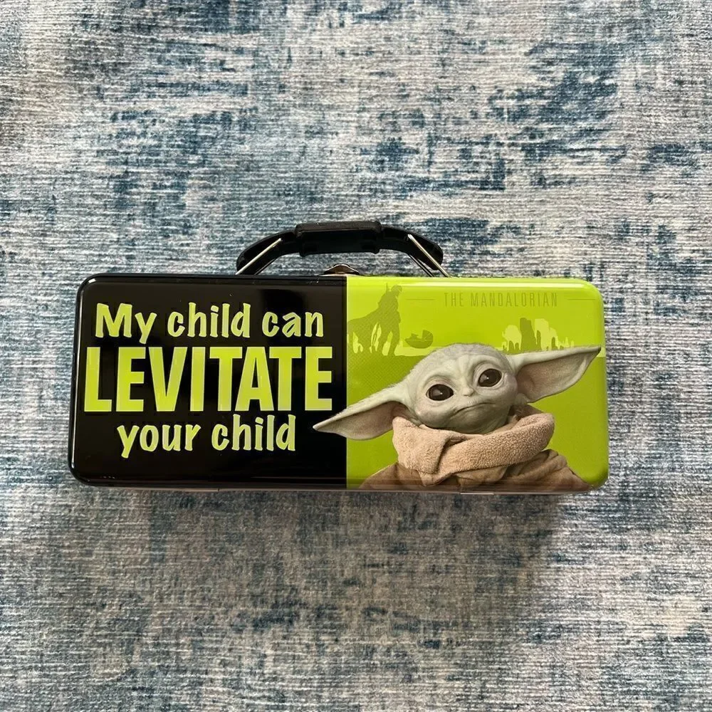 New! Star Wars My Child Can Levitate Your Child Baby Yoda Tin Pencil Box